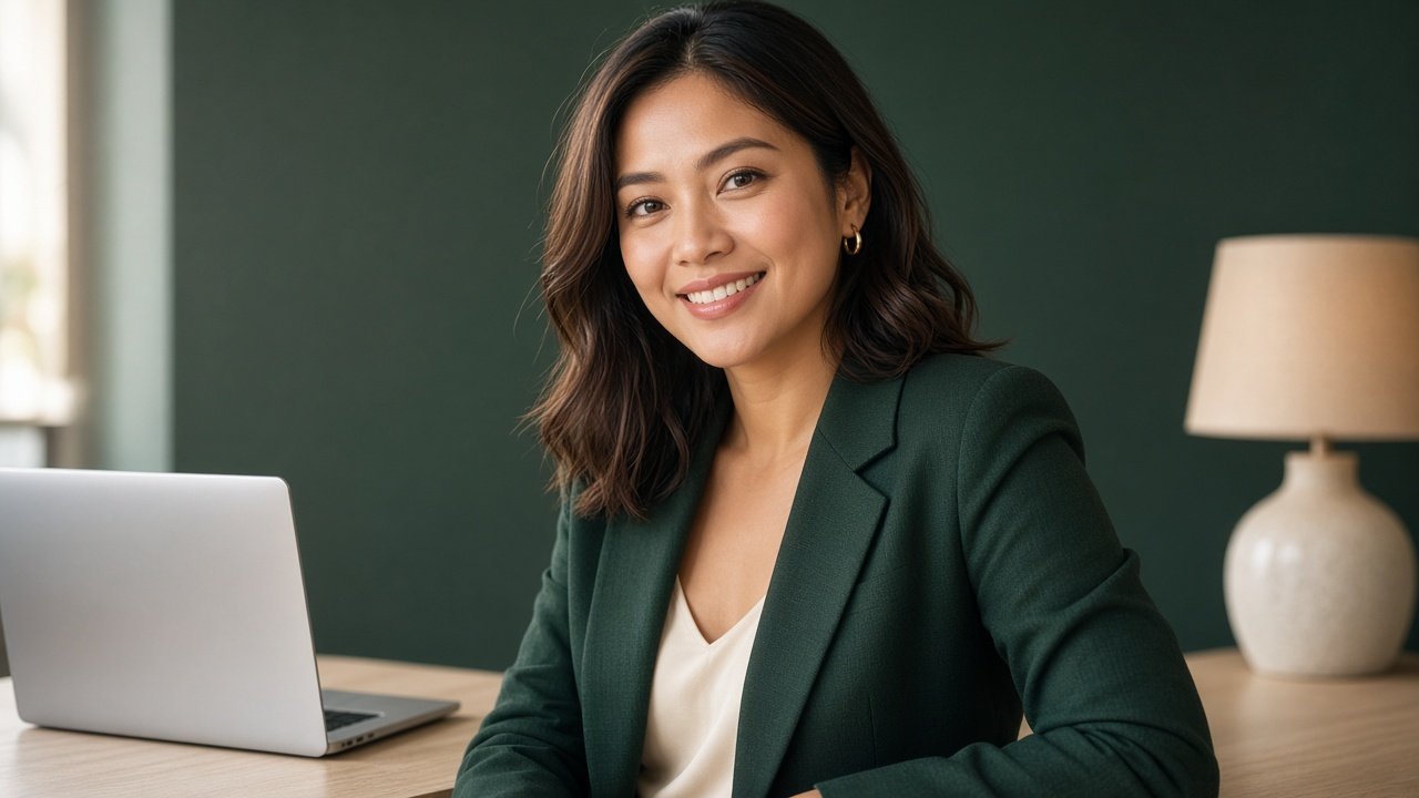 A virtual assistant at her desk